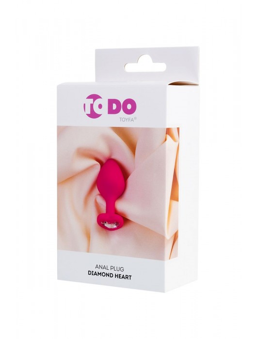 Розовая анальная втулка Diamond Heart с прозрачным кристаллом - 8 см. - ToyFa - купить с доставкой в Южно-Сахалинске