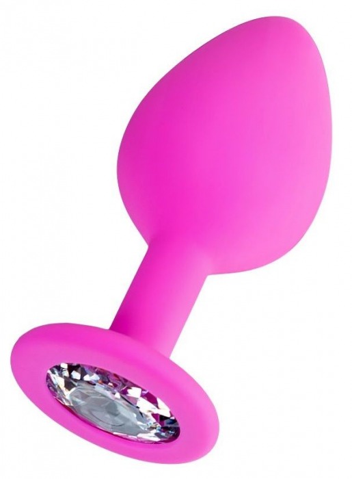 Розовая анальная втулка Brilliant с прозрачным кристаллом - 7 см. - ToyFa - купить с доставкой в Южно-Сахалинске