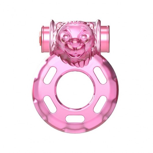 Розовое эрекционное кольцо с вибрацией Pink Bear - Baile - в Южно-Сахалинске купить с доставкой
