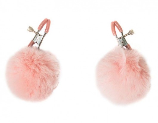 Зажимы на соски Angelic с розовыми меховыми шариками - Lola Games - купить с доставкой в Южно-Сахалинске