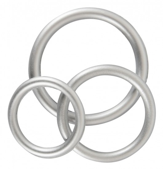 Набор из 3 эрекционных колец под металл Metallic Silicone Cock Ring Set - Orion - в Южно-Сахалинске купить с доставкой