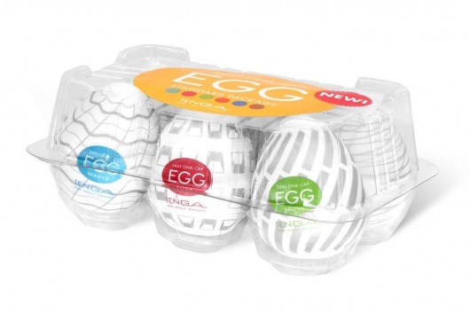Набор из 6 мастурбаторов Tenga EGG Easy Beat с различным рельефом - Tenga - в Южно-Сахалинске купить с доставкой