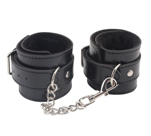 Черные оковы на ноги Obey Me Leather Ankle Cuffs - Chisa - купить с доставкой в Южно-Сахалинске
