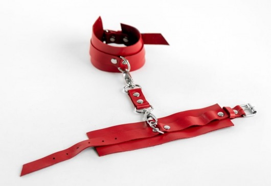 Красные оковы из натуральной кожи - БДСМ Арсенал - купить с доставкой в Южно-Сахалинске