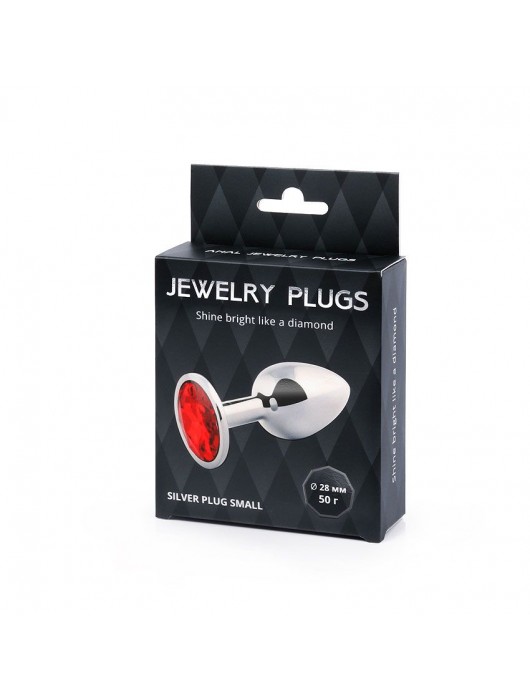 Серебристая анальная пробка с красным стразом - 7,2 см. - Anal Jewelry Plug - купить с доставкой в Южно-Сахалинске
