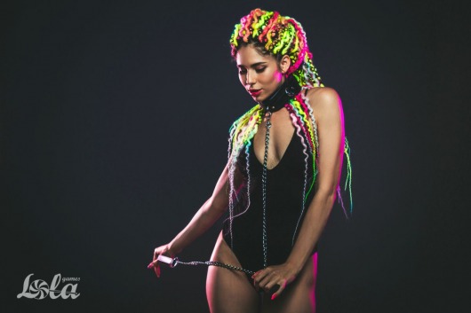 Черный ошейник Fetish с поводком - Lola Games - купить с доставкой в Южно-Сахалинске