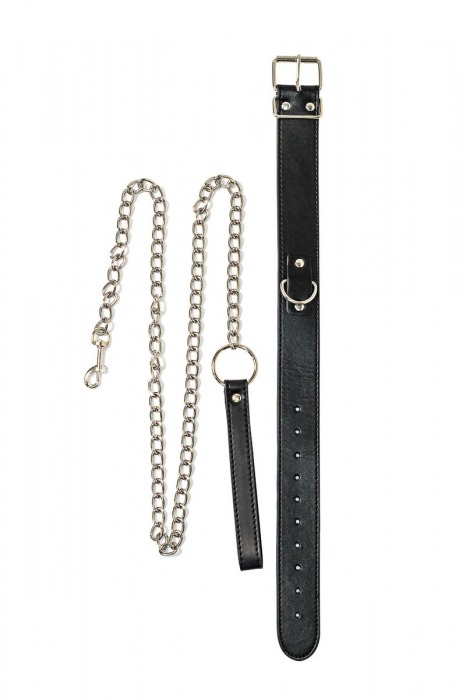 Черный ошейник с поводком Wild - Lola Games - купить с доставкой в Южно-Сахалинске