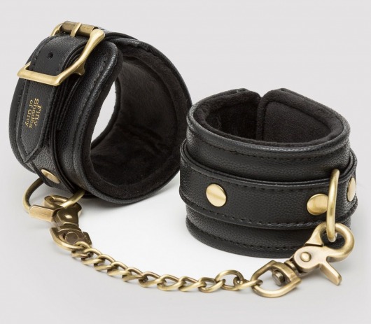 Черные наручники Bound to You Faux Leather Wrist Cuffs - Fifty Shades of Grey - купить с доставкой в Южно-Сахалинске