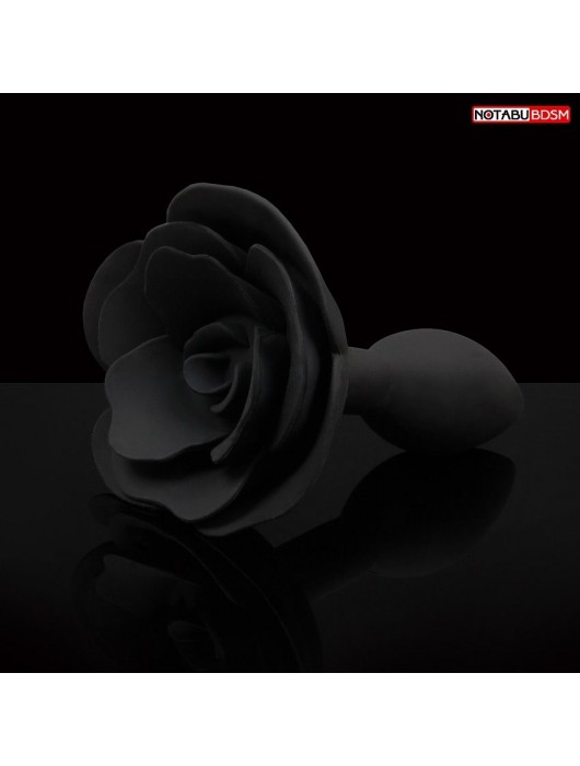 Черная гладкая анальная втулка-роза - Notabu - купить с доставкой в Южно-Сахалинске