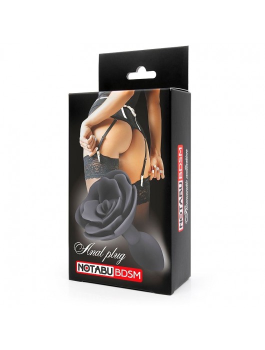 Черная гладкая анальная втулка-роза - Notabu - купить с доставкой в Южно-Сахалинске