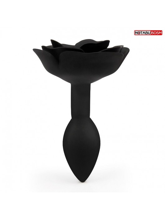 Черная гладкая анальная втулка-роза - Notabu - купить с доставкой в Южно-Сахалинске