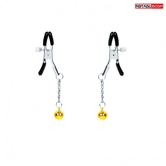 Оригинальные зажимы на соски с желтыми шариками - Notabu - купить с доставкой в Южно-Сахалинске