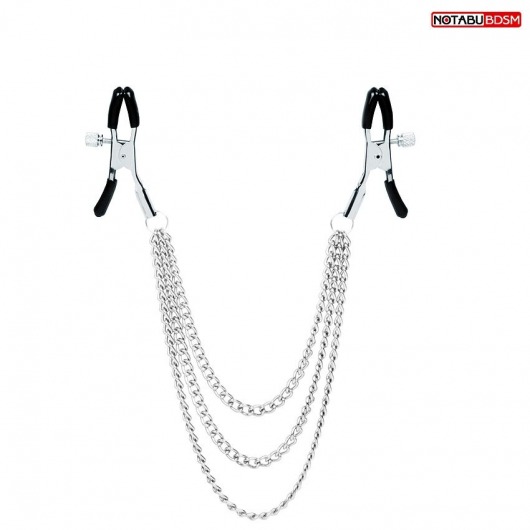 Оригинальные зажимы на соски с тройной цепочкой - Notabu - купить с доставкой в Южно-Сахалинске