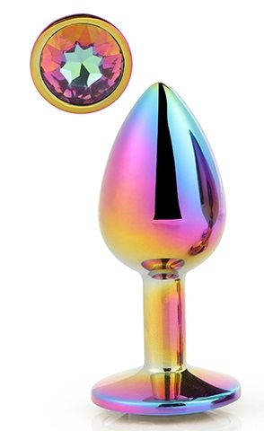 Голографическая анальная втулка с радужным кристаллом - 7,1 см. - Dream Toys - купить с доставкой в Южно-Сахалинске