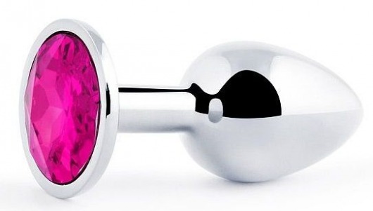 Серебристая анальная пробка с малиновым кристаллом - 7,2 см. - Anal Jewelry Plug - купить с доставкой в Южно-Сахалинске