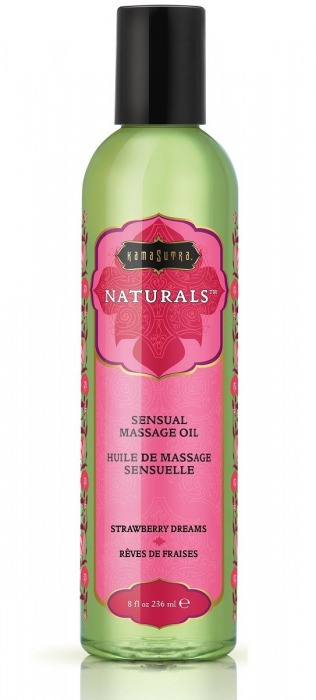 Массажное масло Naturals Strawberry Dreams с ароматом клубники - 236 мл. - Kama Sutra - купить с доставкой в Южно-Сахалинске