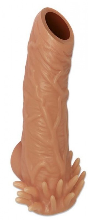 Телесная насадка с усиками и открытой головкой Nude Sleeve L - 14 см. - KOKOS - в Южно-Сахалинске купить с доставкой