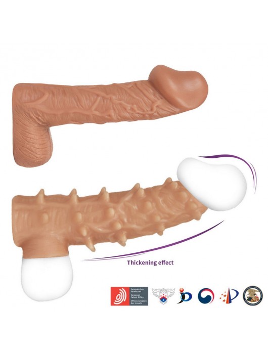 Телесная насадка с шипами и открытой головкой Nude Sleeve L - 14 см. - KOKOS - в Южно-Сахалинске купить с доставкой