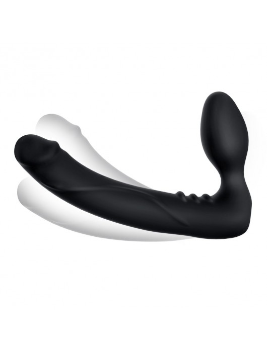 Черный безремневой страпон с вибрацией - 20,3 см. - Pegasus - купить с доставкой в Южно-Сахалинске