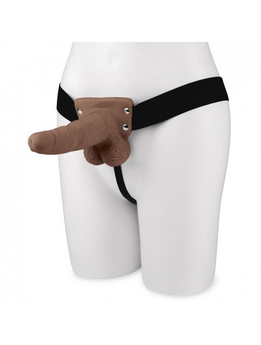 Коричневый перезаряжаемый вибрострапон - 18 см. - Lux Fetish - купить с доставкой в Южно-Сахалинске