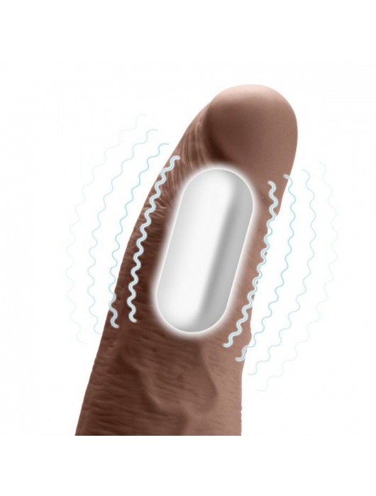 Коричневый перезаряжаемый вибрострапон - 18 см. - Lux Fetish - купить с доставкой в Южно-Сахалинске