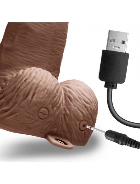 Коричневый перезаряжаемый вибрострапон - 18 см. - Lux Fetish - купить с доставкой в Южно-Сахалинске