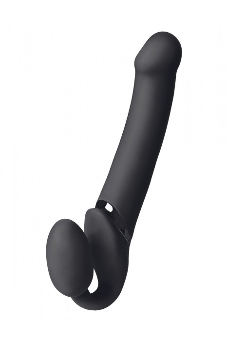 Черный безремневой вибрострапон Vibrating Bendable Strap-On L - Strap-on-me - купить с доставкой в Южно-Сахалинске