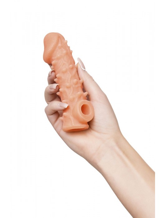 Телесная закрытая насадка с пупырышками Cock Sleeve Size S - 13,8 см. - KOKOS - в Южно-Сахалинске купить с доставкой