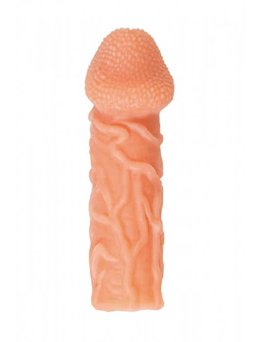 Телесная закрытая насадка с венками Cock Sleeve Size S - 13,8 см. - KOKOS - в Южно-Сахалинске купить с доставкой