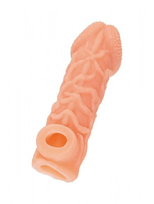 Телесная закрытая насадка с венками Cock Sleeve Size S - 13,8 см. - KOKOS - в Южно-Сахалинске купить с доставкой