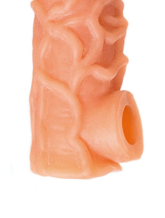 Телесная закрытая насадка с венками Cock Sleeve Size S - 13,8 см. - KOKOS - в Южно-Сахалинске купить с доставкой