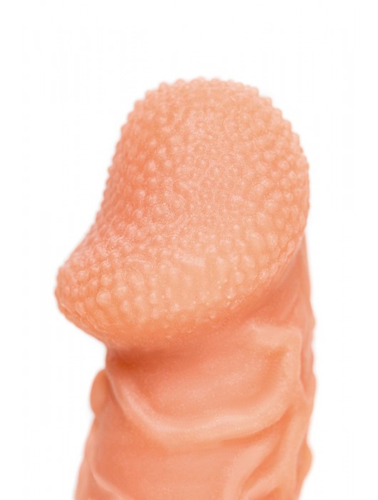 Телесная закрытая насадка с венками Cock Sleeve Size S - 13,8 см. - KOKOS - в Южно-Сахалинске купить с доставкой