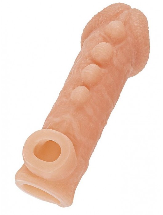Телесная закрытая насадка с шишечками Cock Sleeve Size S - 13,8 см. - KOKOS - в Южно-Сахалинске купить с доставкой