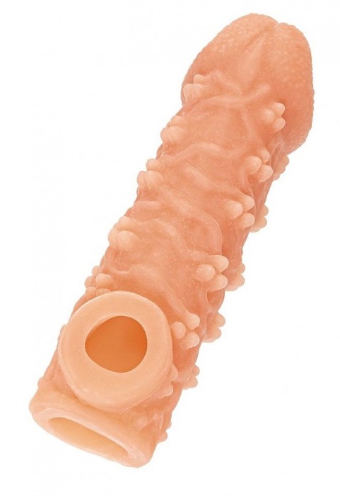 Телесная закрытая насадка с пучками шишечек Cock Sleeve Size L - 17,6 см. - KOKOS - в Южно-Сахалинске купить с доставкой