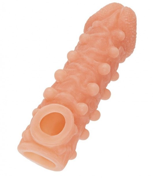 Телесная закрытая насадка с шариками Cock Sleeve Size S - 13,8 см. - KOKOS - в Южно-Сахалинске купить с доставкой