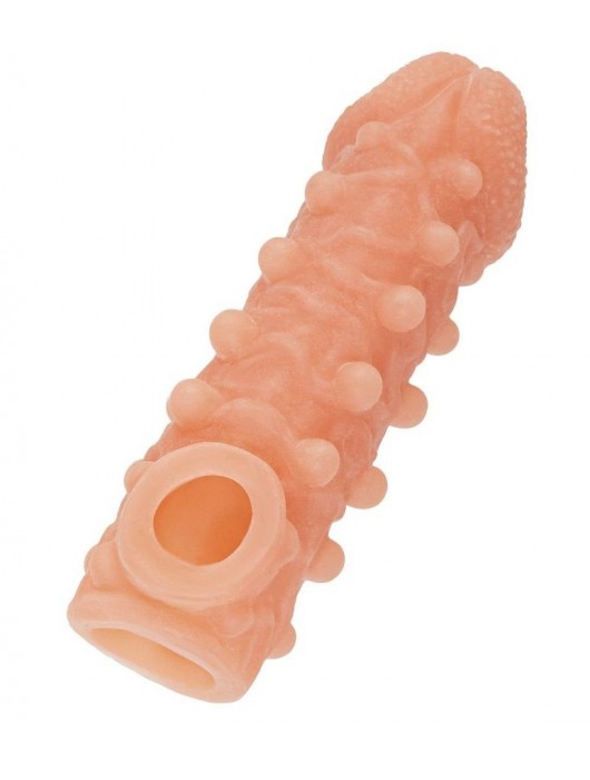 Телесная закрытая насадка с шариками Cock Sleeve Size L - 17,6 см. - KOKOS - в Южно-Сахалинске купить с доставкой