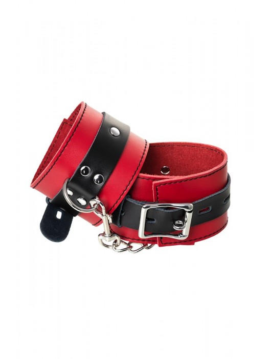 Красно-черные оковы на ноги из кожи - ToyFa - купить с доставкой в Южно-Сахалинске