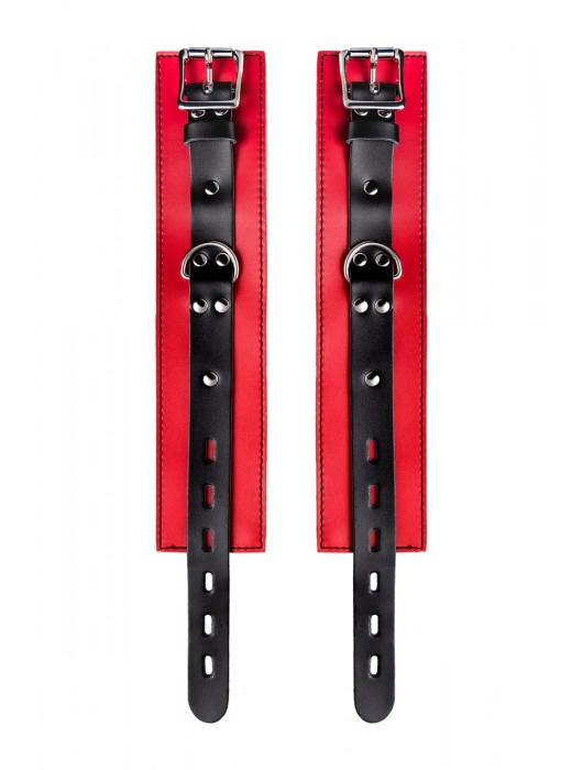 Красно-черные оковы на ноги из кожи - ToyFa - купить с доставкой в Южно-Сахалинске