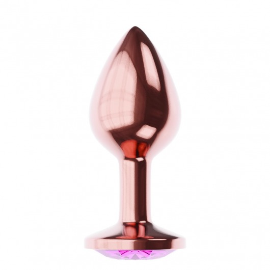 Пробка цвета розового золота с лиловым кристаллом Diamond Quartz Shine L - 8,3 см. - Lola Games - купить с доставкой в Южно-Сахалинске