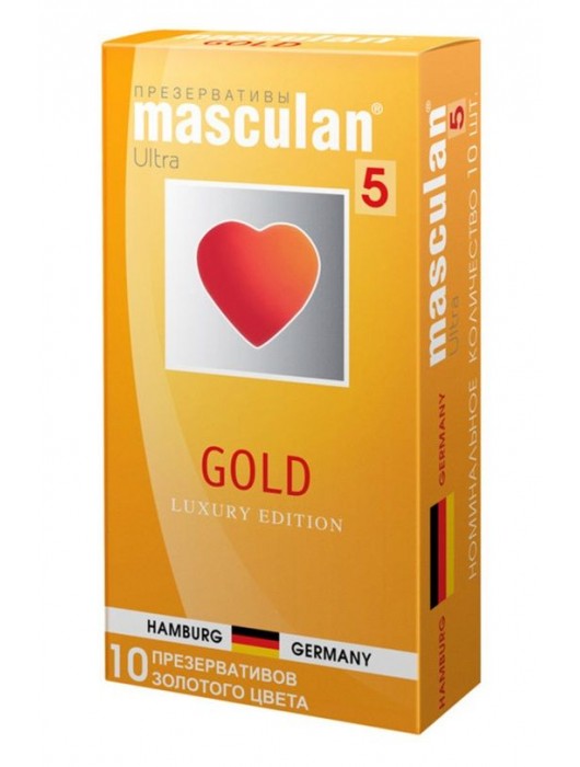 Презервативы Masculan Ultra Gold с золотым напылением и ароматом ванили - 10 шт. - Masculan - купить с доставкой в Южно-Сахалинске