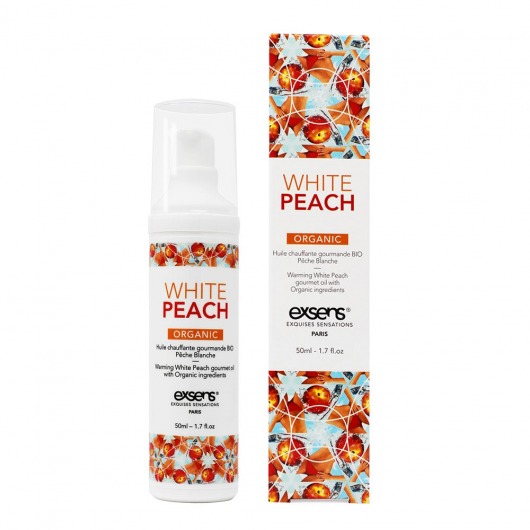 Разогревающее массажное масло Gourmet White Peach Organic с органическими ингредиентами - 50 мл. - Exsens - купить с доставкой в Южно-Сахалинске