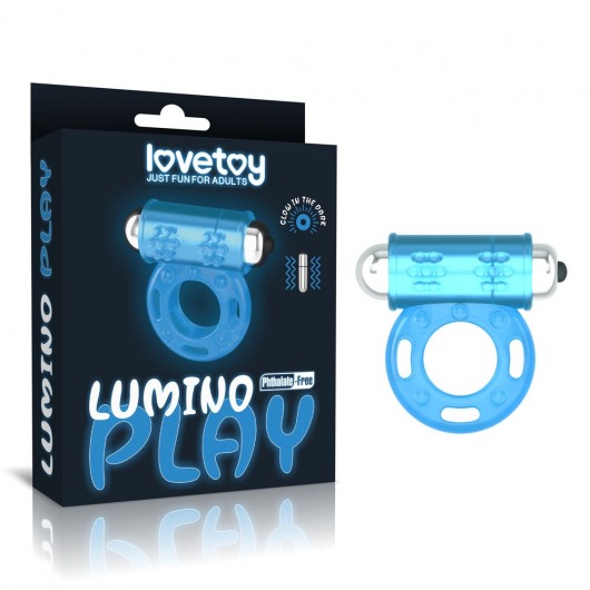 Голубое, светящееся в темноте эрекционное виброкольцо Lumino Play Vibrating Penis Ring - Lovetoy - в Южно-Сахалинске купить с доставкой