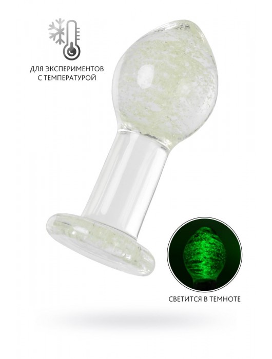 Прозрачная, светящаяся в темноте анальная втулка - 6,5 см. - Sexus