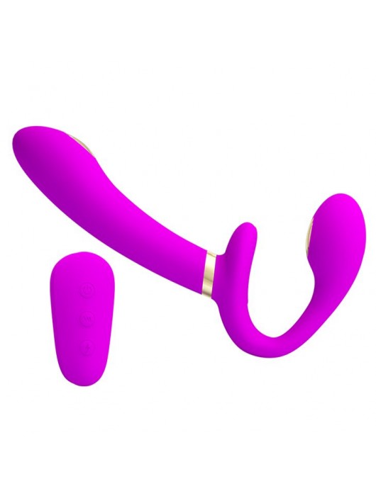 Лиловый безремневой страпон с функцией электростимуляции Thunderbird - Baile - купить с доставкой в Южно-Сахалинске