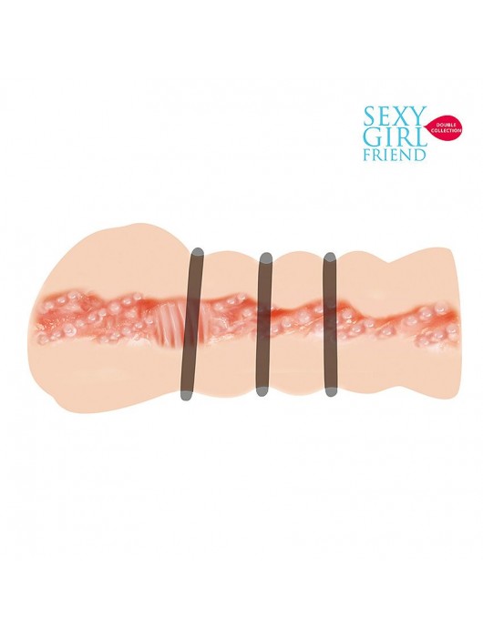 Телесный мастурбатор-вагина с комплектом эрекционных колец - Bior toys - в Южно-Сахалинске купить с доставкой