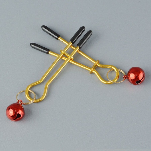 Золотистые зажимы с колокольчиками Gold - Sitabella - купить с доставкой в Южно-Сахалинске