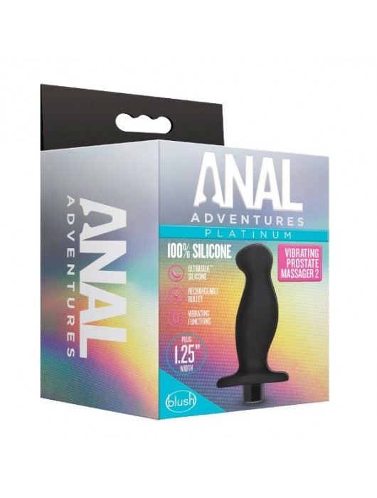 Черный анальный вибромассажёр Silicone Vibrating Prostate Massager 02 - 10,8 см. - Blush Novelties - в Южно-Сахалинске купить с доставкой