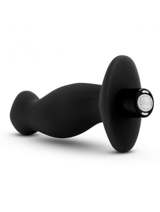 Черный анальный вибромассажёр Silicone Vibrating Prostate Massager 02 - 10,8 см. - Blush Novelties - в Южно-Сахалинске купить с доставкой