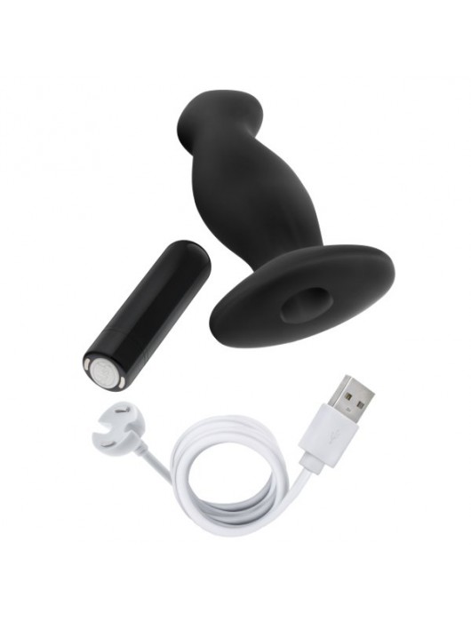 Черный анальный вибромассажёр Silicone Vibrating Prostate Massager 02 - 10,8 см. - Blush Novelties - в Южно-Сахалинске купить с доставкой