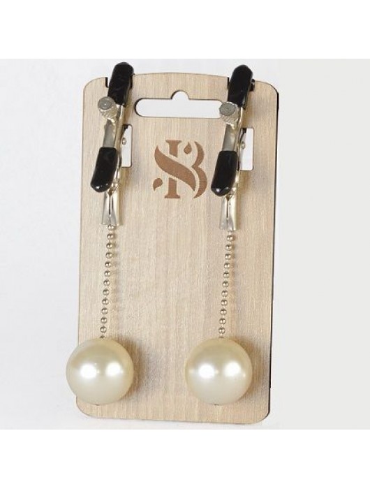 Зажимы на соски с бусинами под жемчуг Pearl - Sitabella - купить с доставкой в Южно-Сахалинске